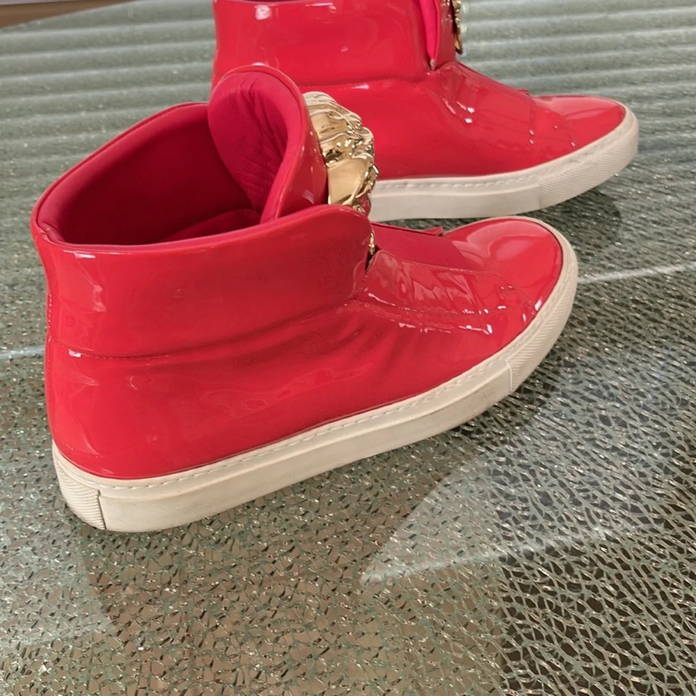 VERSACE Pink Patent Leather Sneakers - Picture 3 of 13